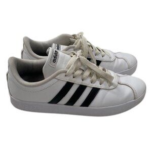 ADIDAS VL Court 2.0 Cloud White Leather Sneaker Tennis Shoes Sz 6